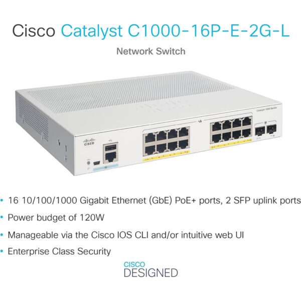 Switch Cisco C1000-16P-E-2G-L
